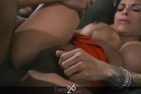 His wife catches him fucking a tranny girl's ass