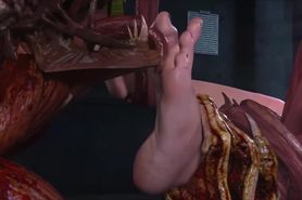 Claire Redfield's feet licked by lickers