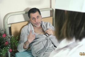 Old guy is love sick so nurses fuck and suck him
