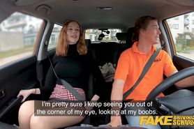 FakeDrivingSchool Hot British Redhead Lenina Crowne Sex in a Car
