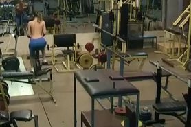 Naked lady spied exercising in a gym