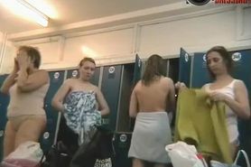Girls exposed after workout in a spy changing room cam video