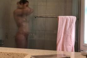 little sis spied on glass shower - super young titties