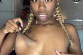 Big black natural boobs.