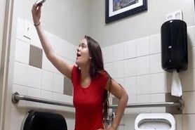 Teen taking selfies while peeing