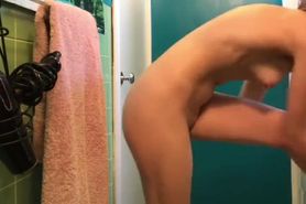 Girl caught applying lotion and changing by cam in her bathroom