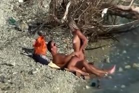 Nudist couple fucking by the water