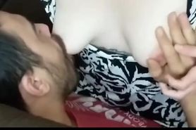 Thirsty younger brother sucking my tits every day..