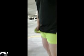 playing in a parking garage