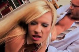 Michelle Thorne enjoys a giant rod in her mouth then to her wet coochie