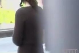 Asian girl skirt sharked while crossing the street