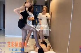 Chinese femdom foot slapping