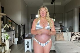 Iskra Pregnant 9 Month Swimwear Try On  1080p