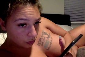 Hot latina girl masturbating on cam while she's on the phone