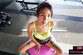 THAI SWINGER - Amateur Thai MILF gym and big cock workout to keep her fit and in shape