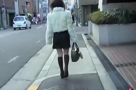 Slender Japan teen got her skirt sharked in the street