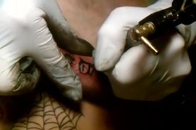 Danish Boy getting a tattoo on his dick