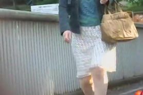 Public sharking of a sweet Japanese gal without any panties