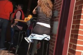 Candid ass in leeggings see thru