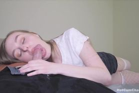 Multiple Huge Cumshot in Step-Daughter Mouth - Blowjob Therapy