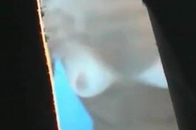 Spy beach cam voyeuring milky white boobs and big belly
