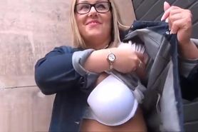 Exhibitionist milf Ashley Riders flashing outdoors in public
