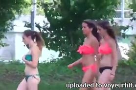 Candid - Group Of Legal Age Teenager In Bikini Arse Breasts Body