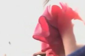 Pink skirt thongs revealed in voyeur video