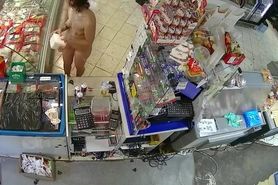 Girl goes naked shopping