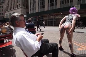 tatted hoe twerking infront of the city. Thong up her fat tatted booty