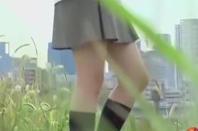 Cute Japanese gal in a steamy public sharking video