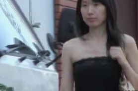Hot dark-haired Asian got her top sharked by some stranger