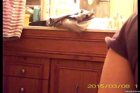 Hidden of Wife getting ready to Shower - Two cams
