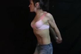 Anna Takes Off Her Shirt Showing Off Her Muscles