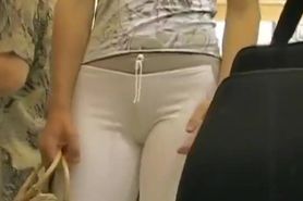 Street candid booty in tight white pants