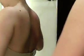 Dressing room hidden cam - Topless blonde with big tits