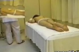 Titless Jap slut fingered rough in hidden cam massage clip