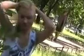 blonde flashing at park, pls add comment