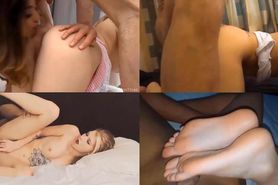 Multiscreen - Various porn with lots of feet and anal, lofi music pt.2