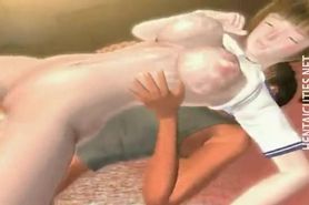 Skinny 3D Hentai Chick Licking Sperm