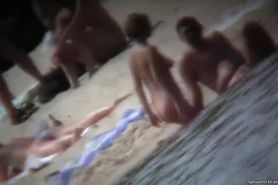 Nude beach spy camera films flat chest girl with hairy bush