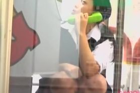 Hot Asian In The Phone Booth Got Cumshot Sharked