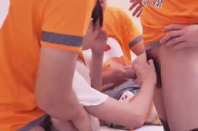 Model - The Hot Asian Big Tits Whore Gets A Hard Gangbang From The Entire Soccer Team!