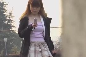 Boob and skirt sharking video of a cute Japanese hottie