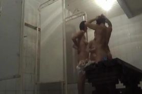 Amateur bodies heat from public shower hidden cam