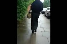 Hijabi ass in burqa and high heels