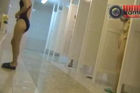 Naked women caught on a voyeur hidden bath cam video