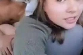 White Girl takes cock from behind and records it