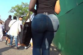 Big ass brunette in tight jeans