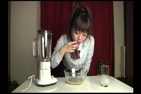 Japanese girl makes a milkshake